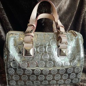 Michael Kors pale gold small Grayson satchel